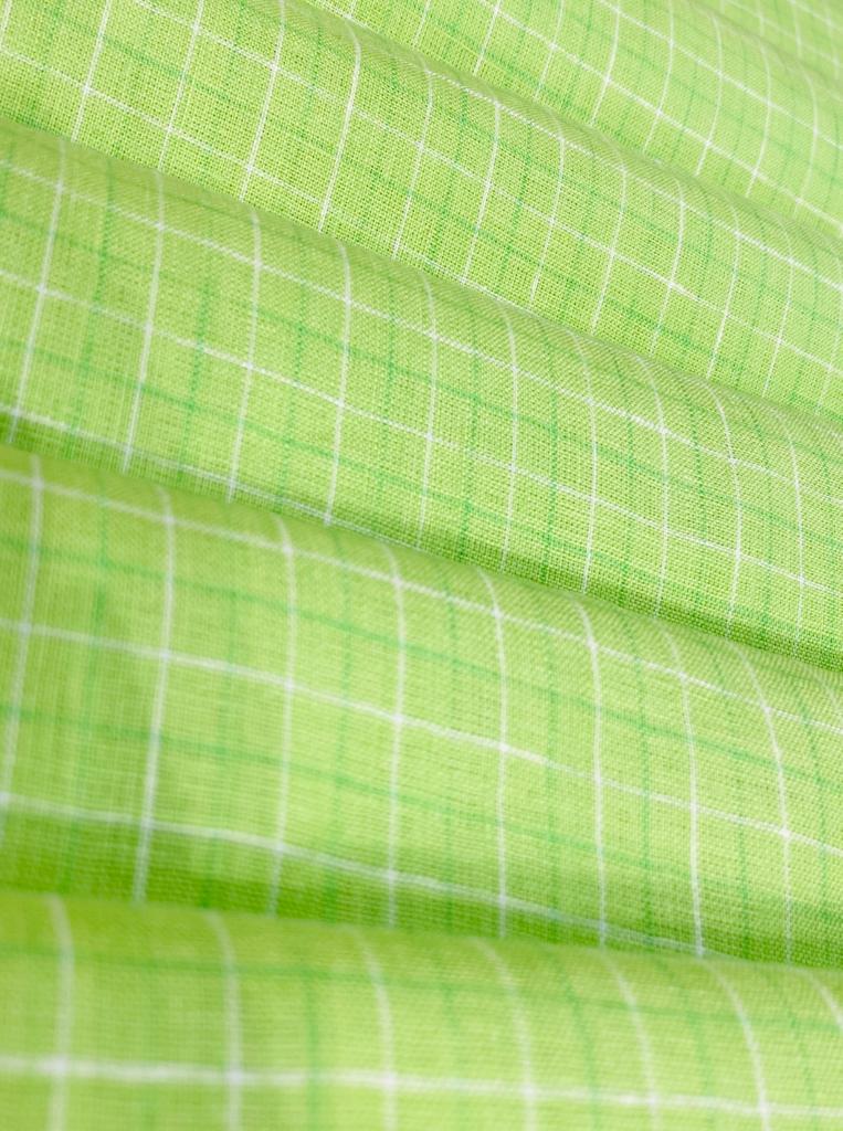 Bright Green Checked - Dyed Premium Linen Fabric RL-563