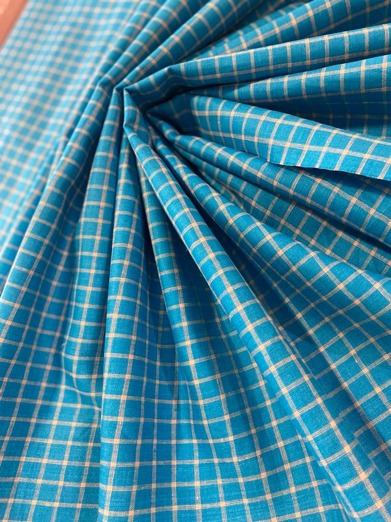 Royal Blue Checked - Dyed Premium Linen Fabric RL-641