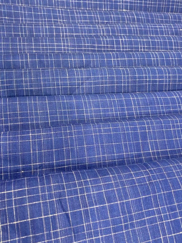 Breeze Blue Checked - Dyed Premium Linen Fabric BCF-26327