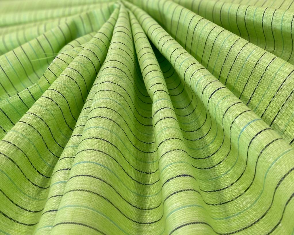 Green/Black Stripe - Dyed Premium Linen Fabric RL-685