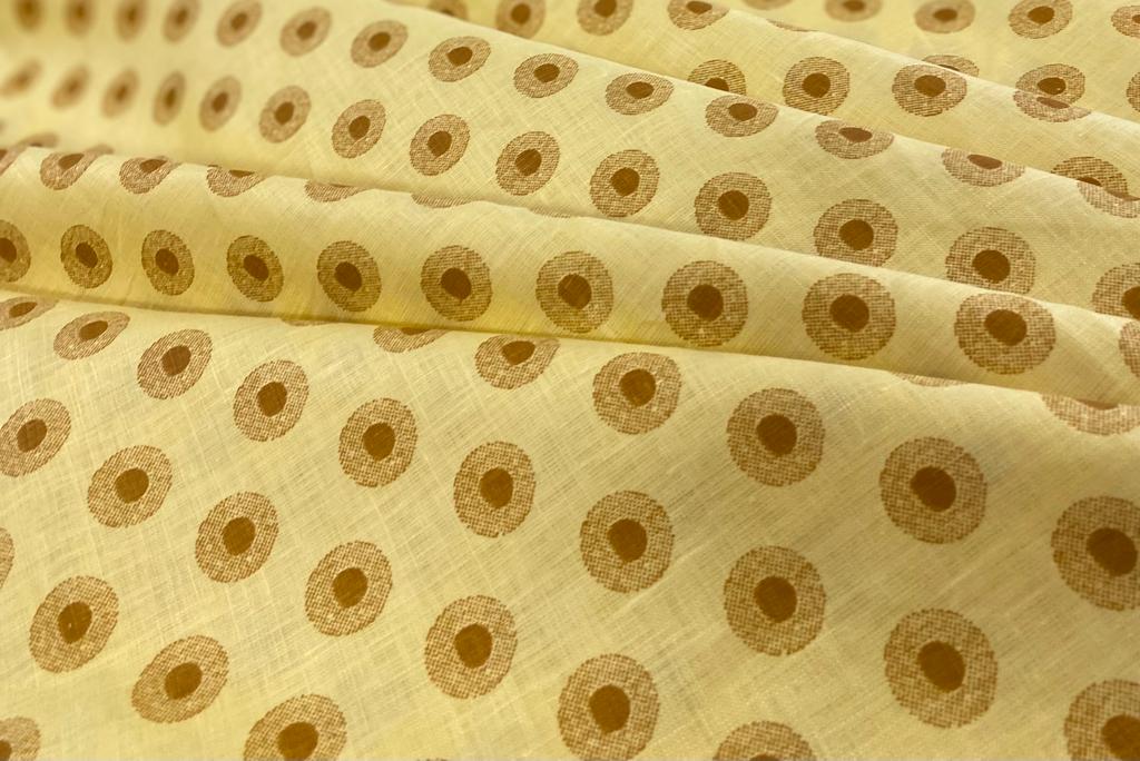 Yellow Printed Fabric - Dyed Premium Linen Fabric LB-063