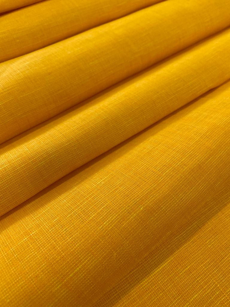 Dark Yellow Solid Colour - Dyed Premium Linen Fabric SS-017