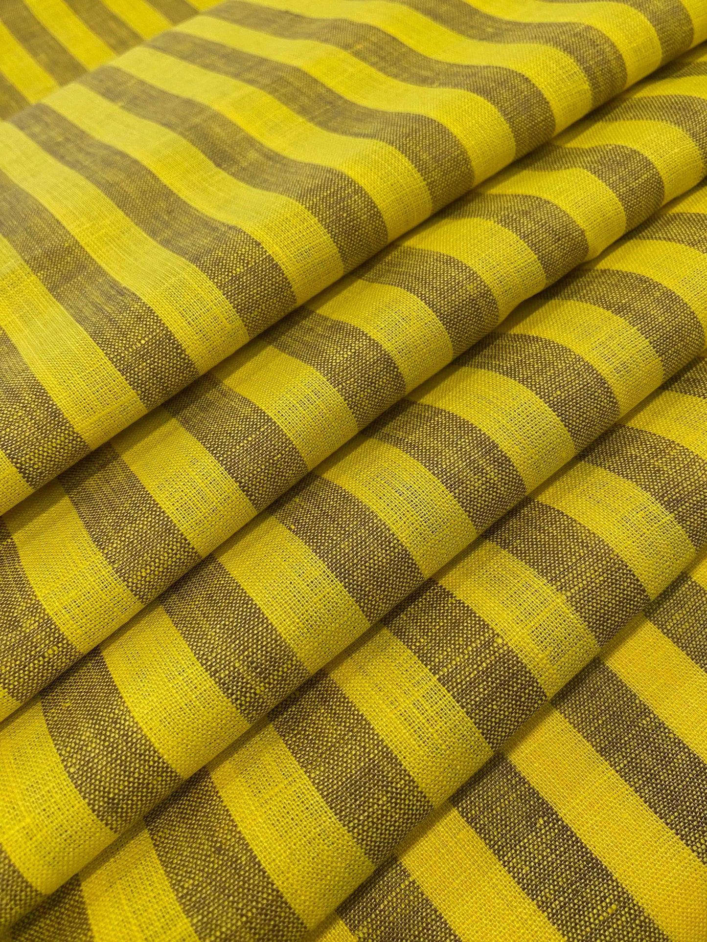 Yellow Grey Stripe - Dyed Premium Linen Fabric RL-646