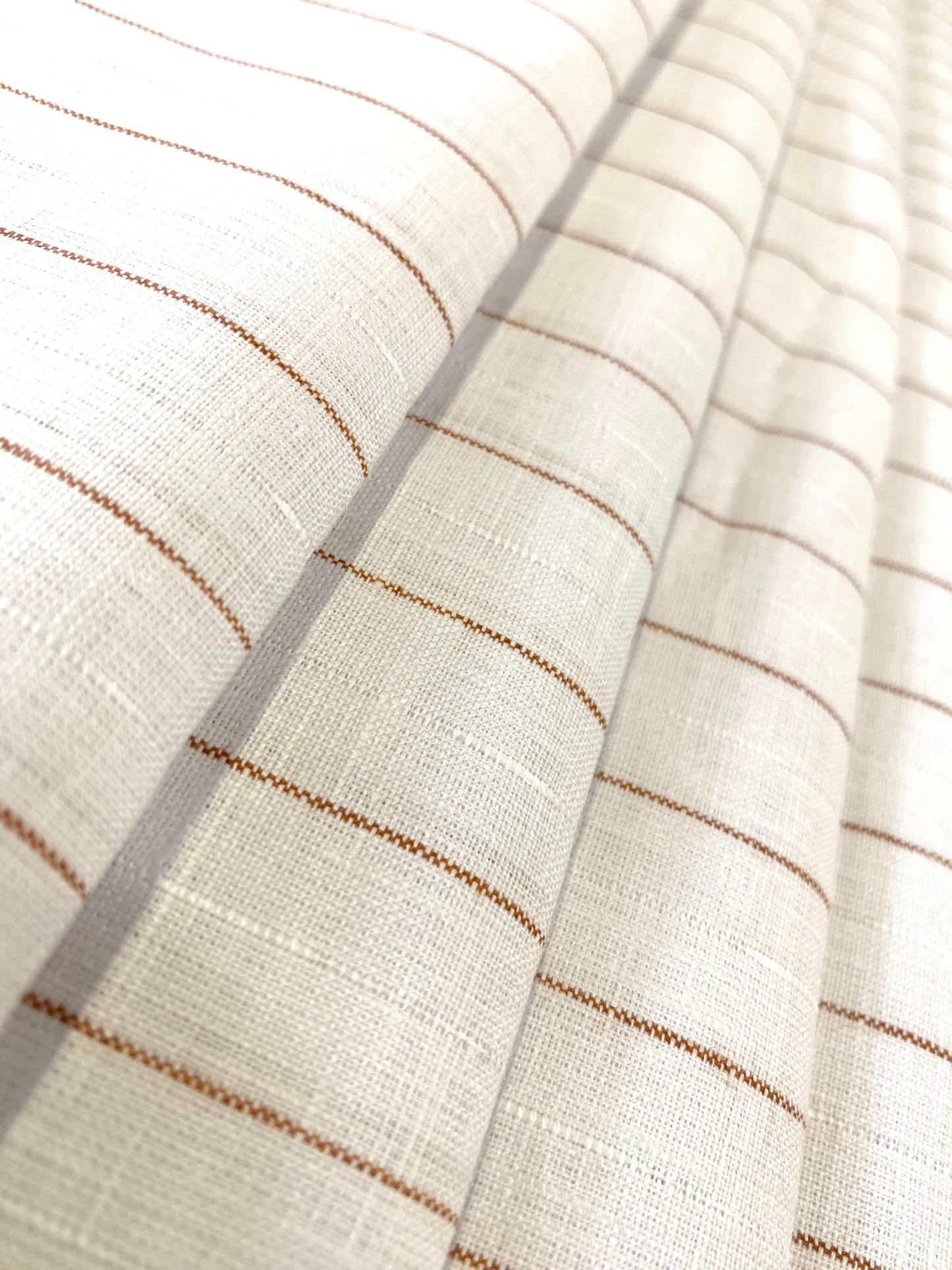 White With Brick Red Stripe- Dyed Premium Linen Fabric BCF- 26439