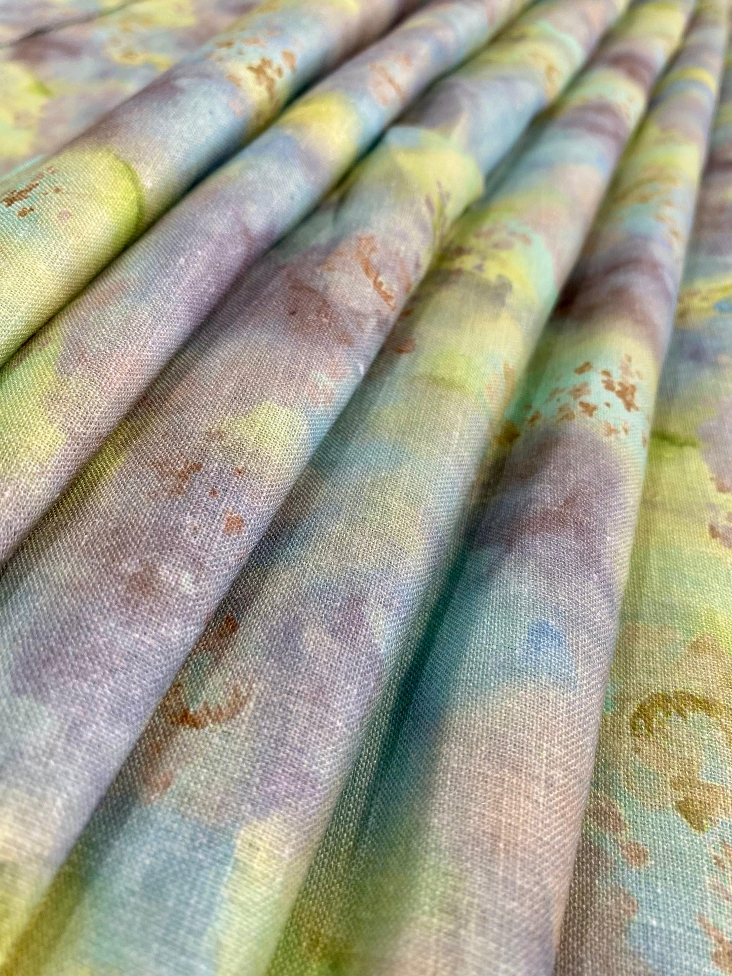 Blue-Purple-Green Digital Printed - Dyed Premium Linen Fabric BCH-142