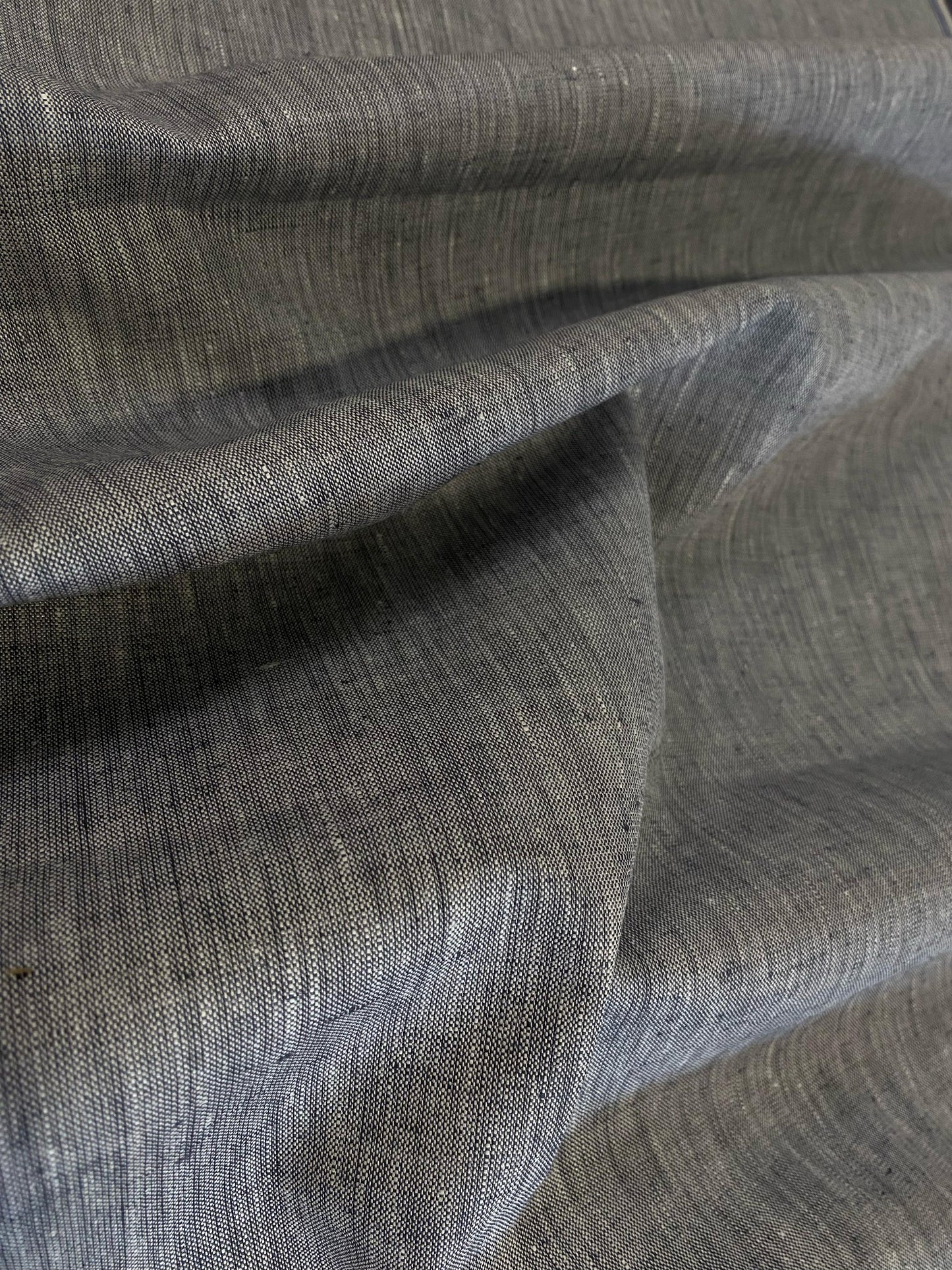 Simple Gray White Linen Suiting- Premium Dyed Linen Fabric TW-015