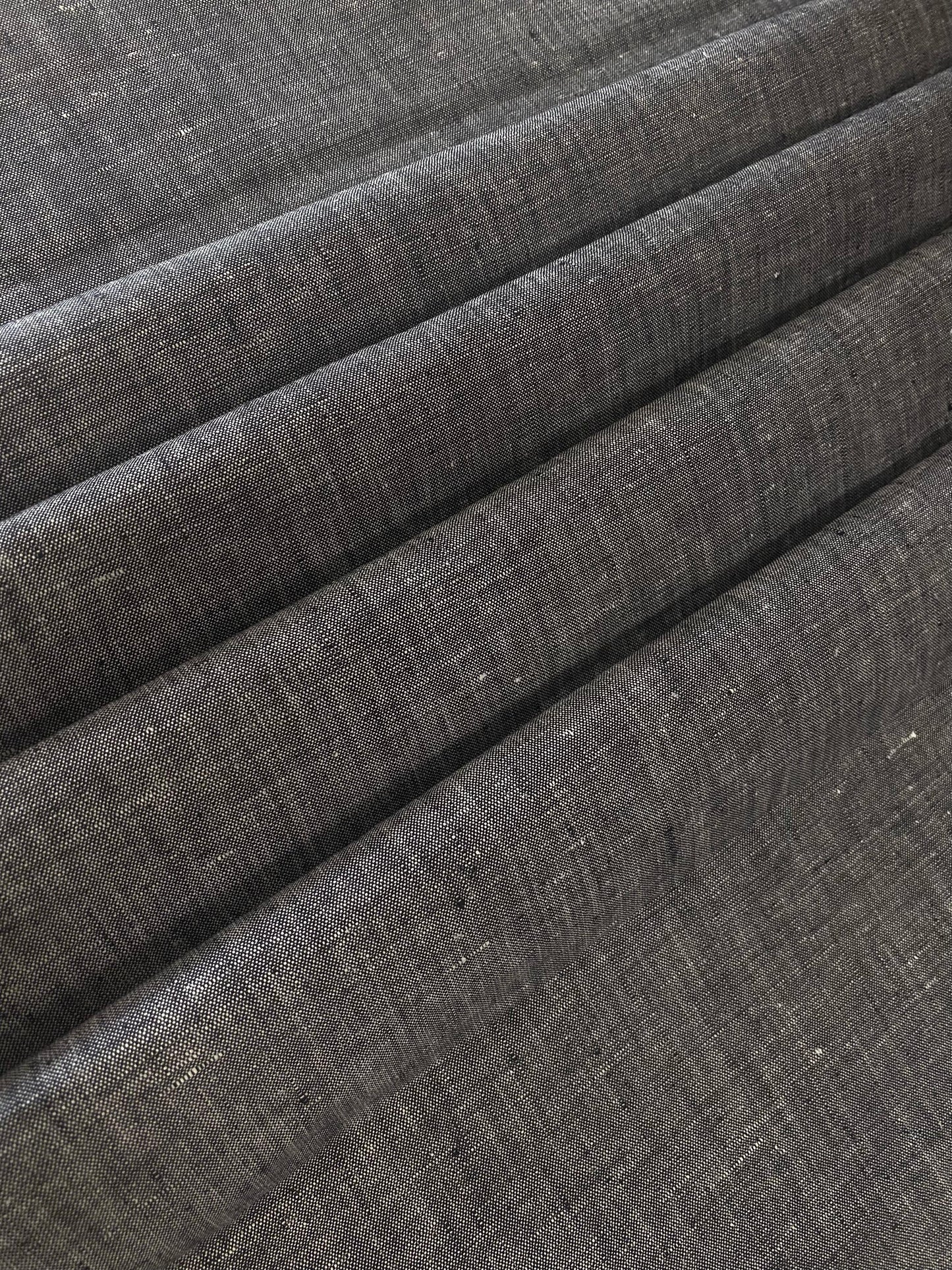 Davy Grey White Linen Suiting- Premium Dyed Linen Fabric TW-026