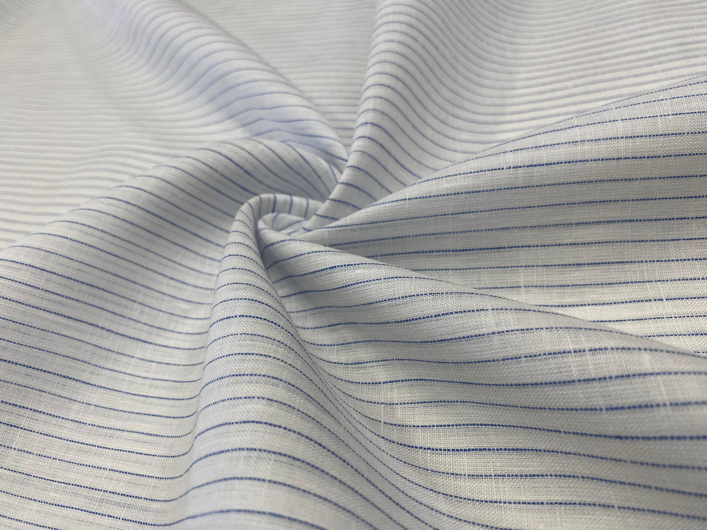 White Blue Dotted Stripe - Dyed Premium Linen Fabric CNC-LFK- 19330-101