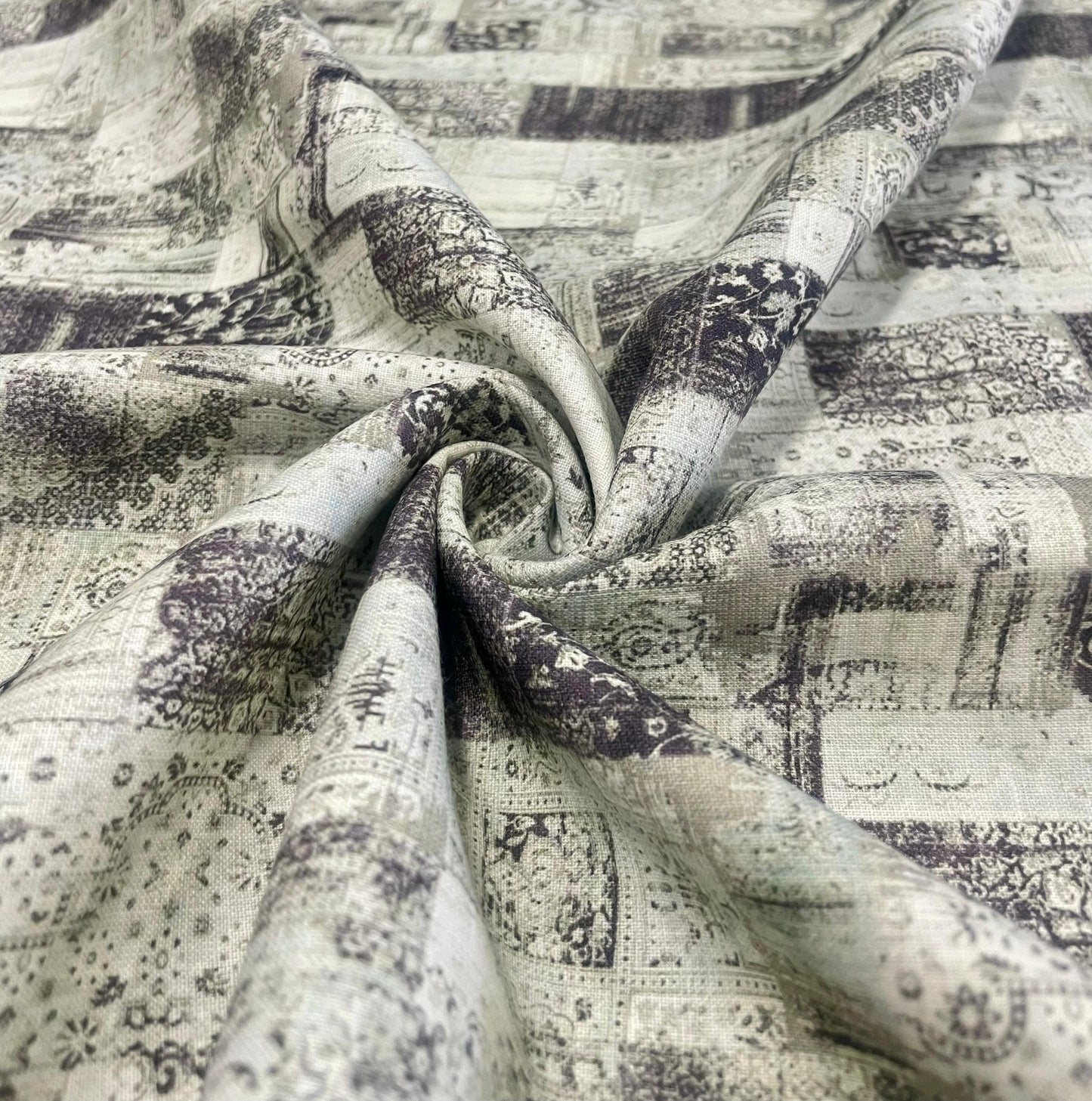 Green Patina Pattern Digital Printed - Dyed Premium Linen Fabric BCH- 620417
