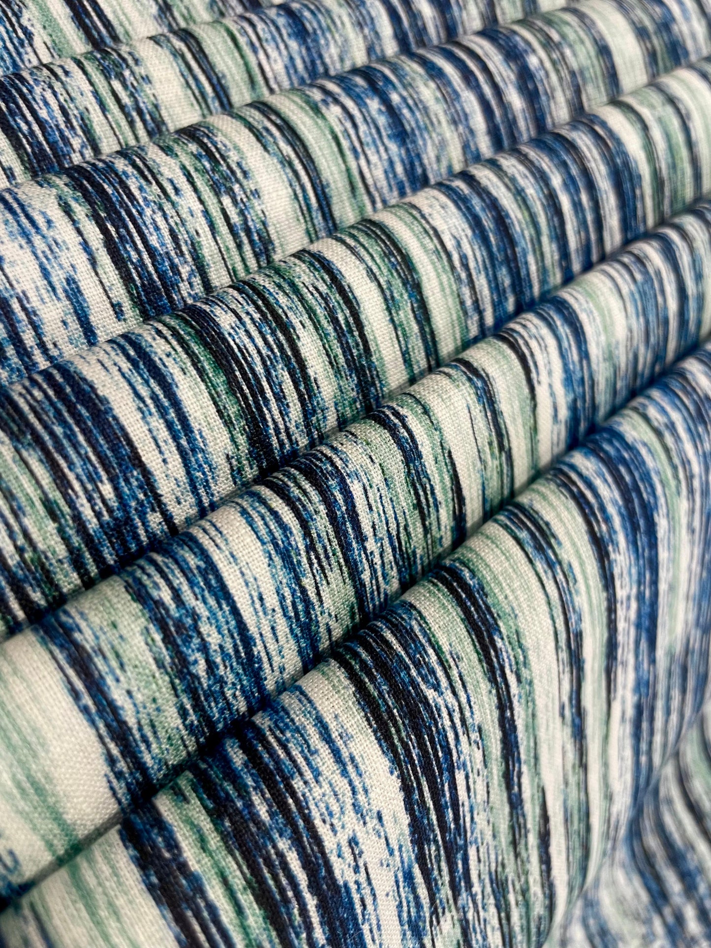 Blue Green Wavy Digital Printed - Dyed Premium Linen Fabric BCH- 620407