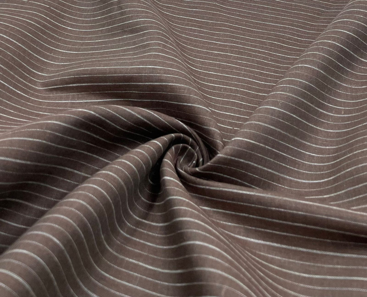 Choco Brown Stripe - Premium Dyed Linen Fabric LCD- 321