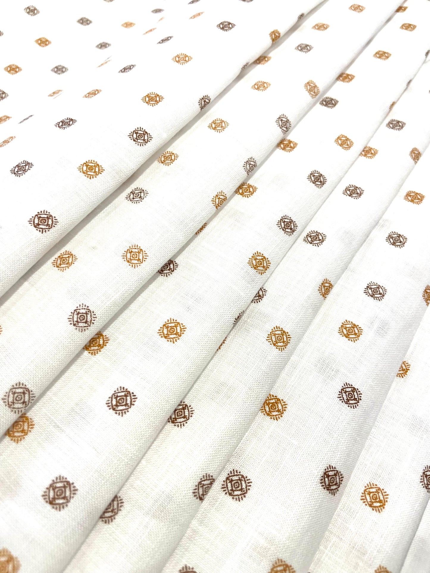 White Allover Digital Printed - Dyed Premium Linen Fabric CNC-LFWH-50962