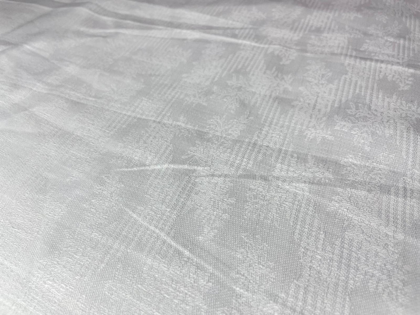 White Diamond Leaf Self-Design - Premium Linen Cotton Fabric BC-BJR-500108