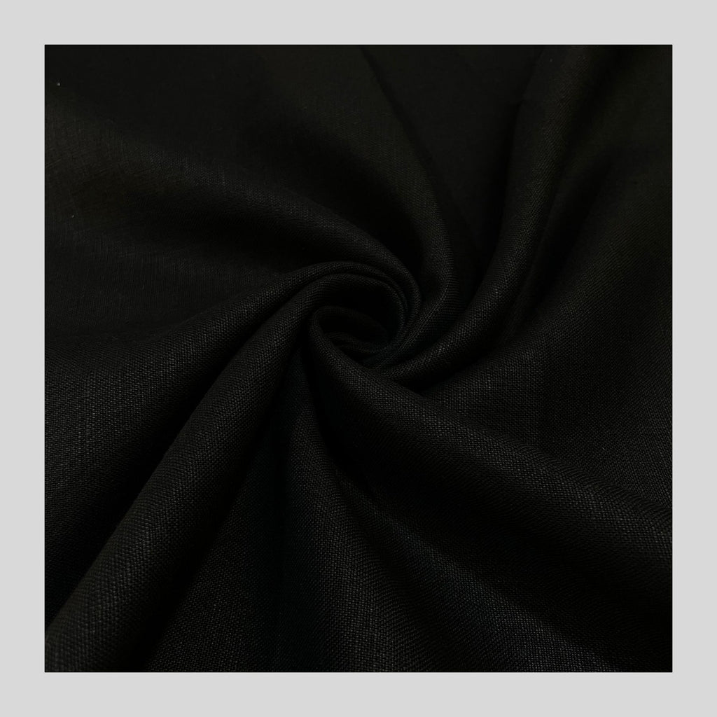 Black Linen Suiting- Premium Dyed Linen Fabric TW - 041-BLACK
