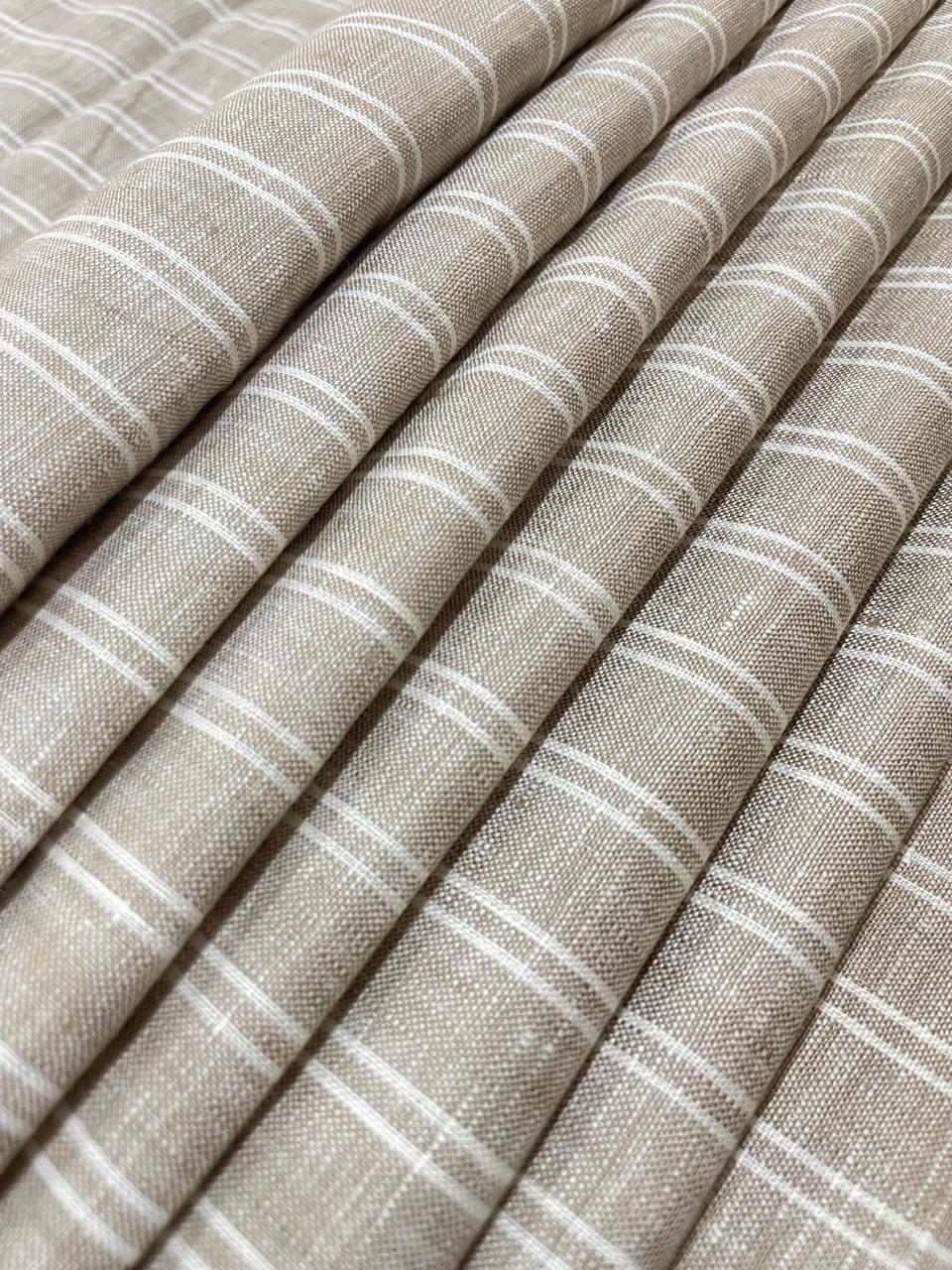 Grey with White  Stripe (60's) - Dyed Premium Linen Fabric BC-WL-601024(NEW)