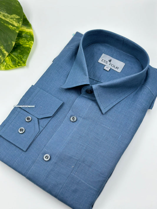 Teal Blue Linen Shirt - Men's Linen Shirt