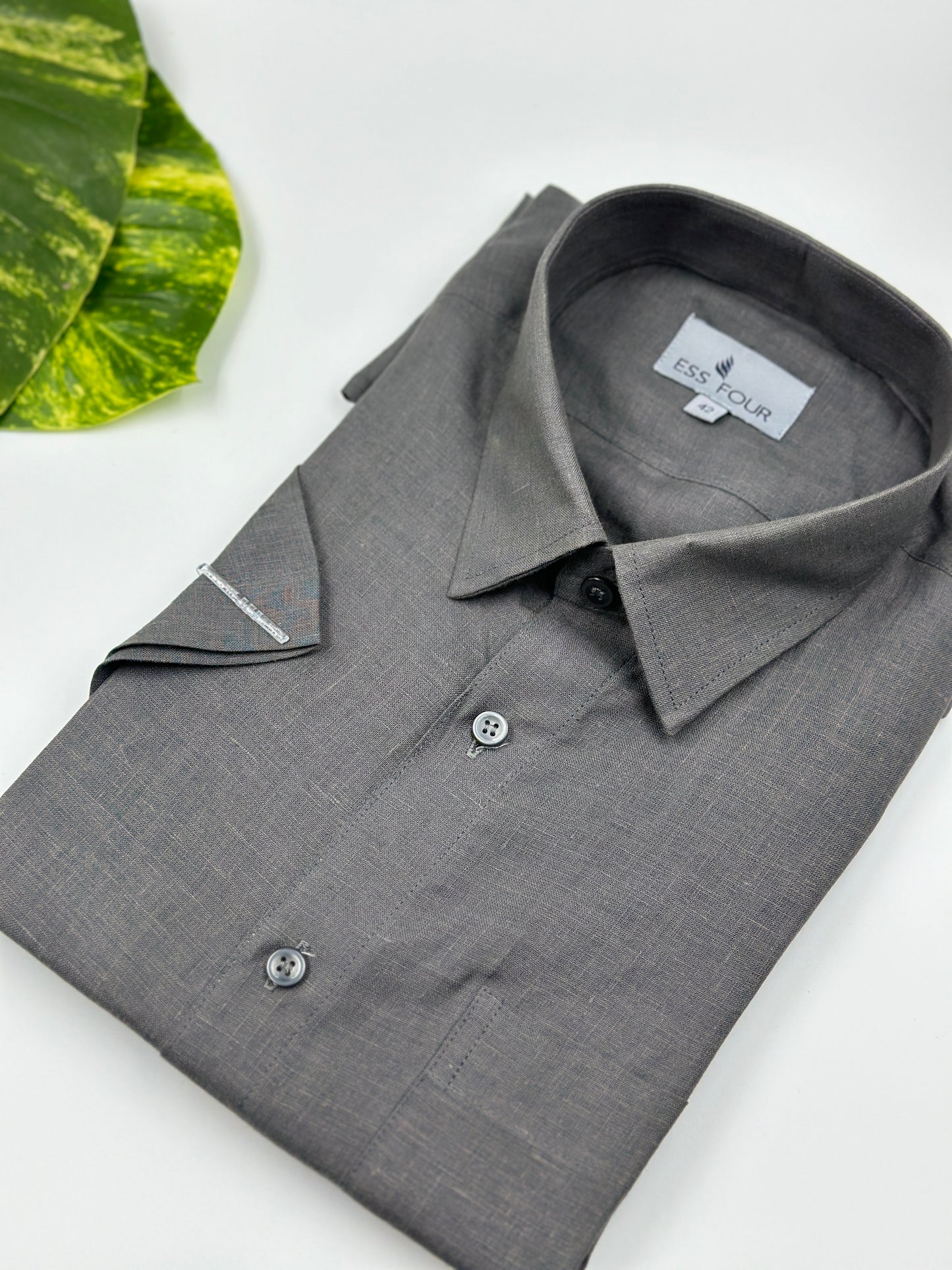 Dark Grey Linen Shirt - Men's Linen Shirt