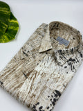 White Khaki Black Painted AOP Linen Shirt - Men's Linen Shirt