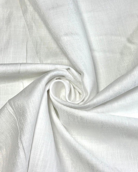 White Abstract Self-Design - Premium Linen Cotton Fabric BC-BJR-500102