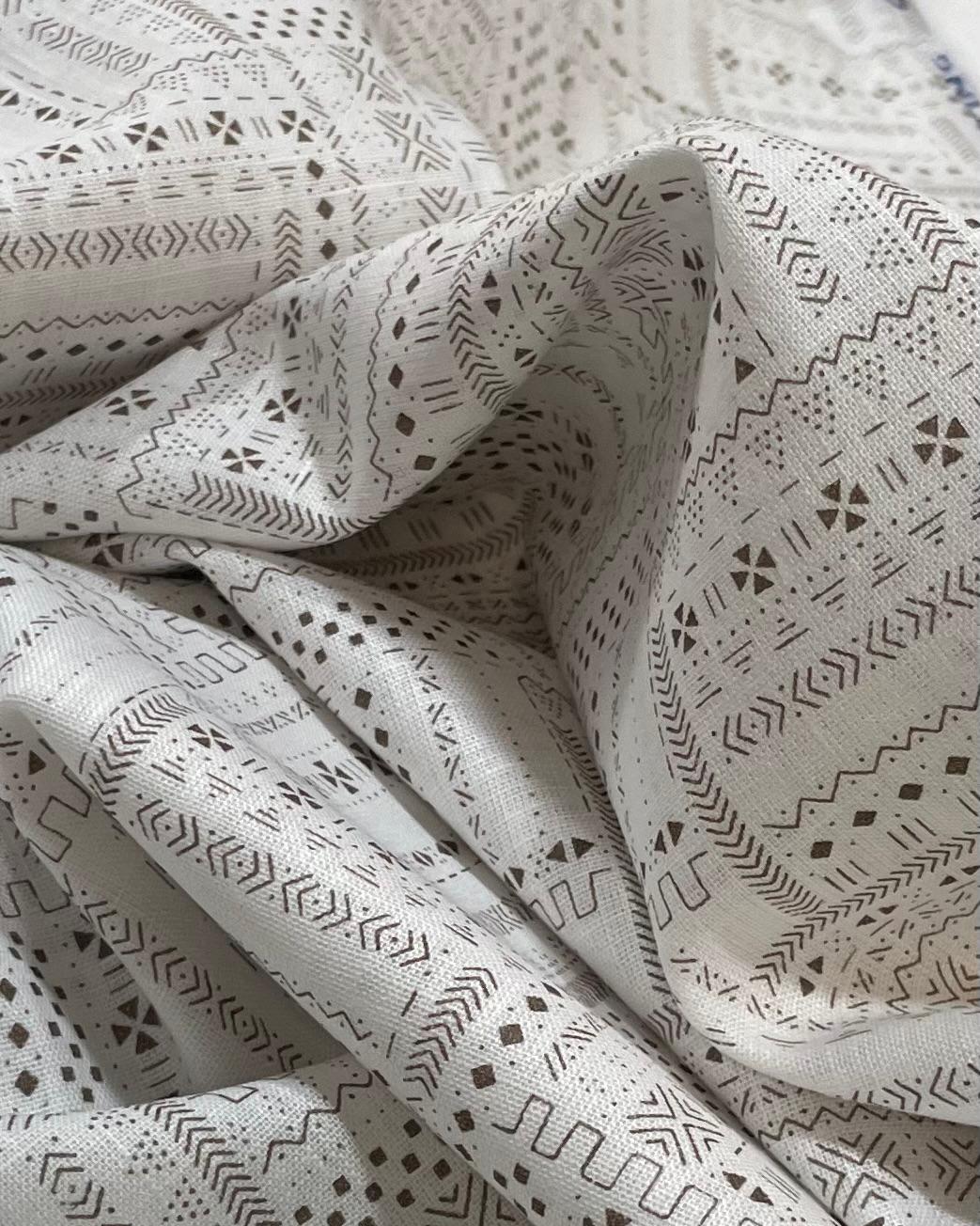 White Kasuri Patterns - Korean Linen Fabric BC-WC-KL-260558