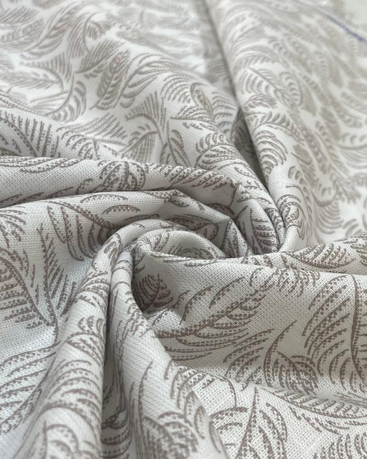 White All over Leaf  - Korean Linen Fabric BC-WC-KL-260537