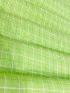 Bright Green Checked - Dyed Premium Linen Fabric RL-563