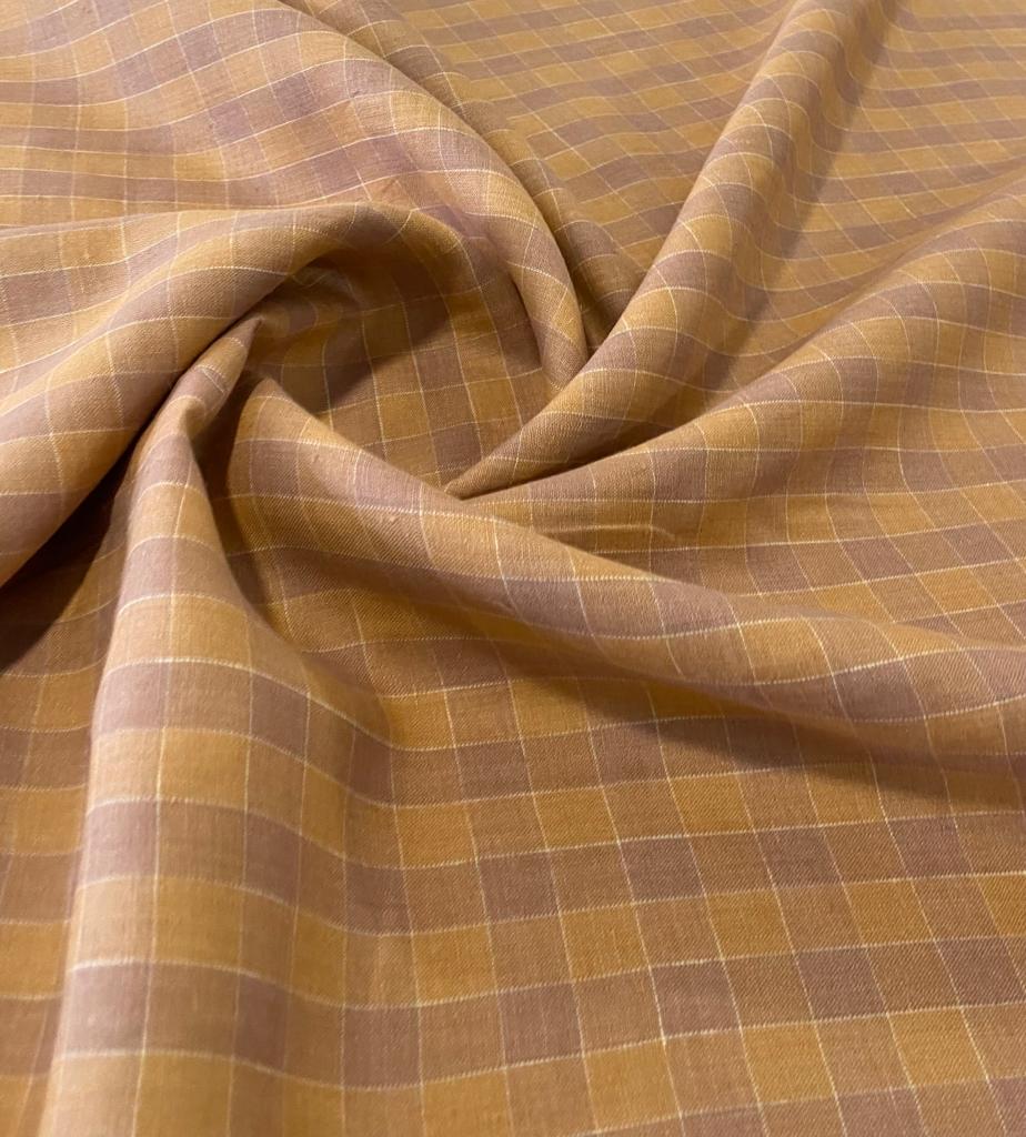 Chocolate Brown Checked - Dyed Premium Linen Fabric LFP-14827-102