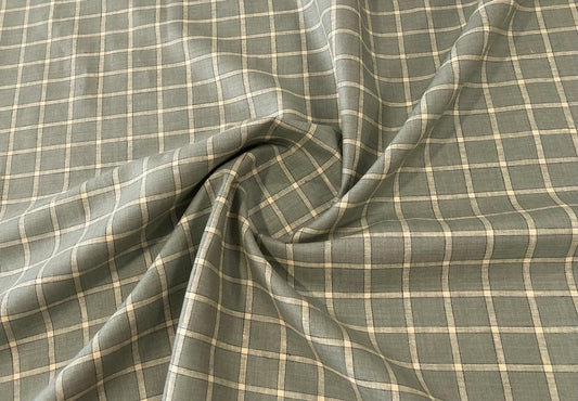 Light Green Checked - Dyed Premium Linen Fabric RL-200