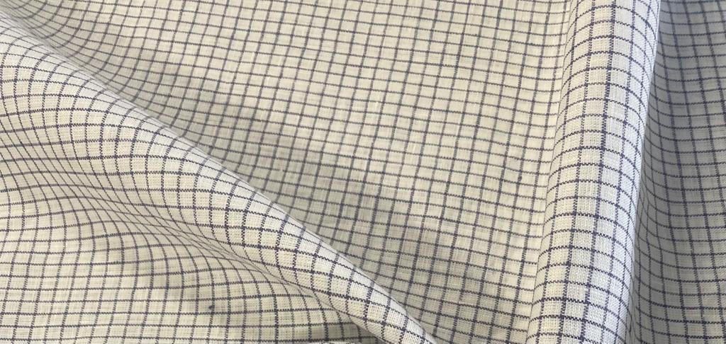 White/Grey Checked - Dyed Premium Linen Fabric RL-613