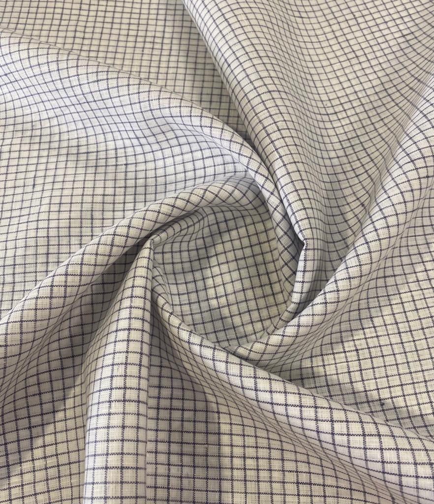 White/Grey Checked - Dyed Premium Linen Fabric RL-613