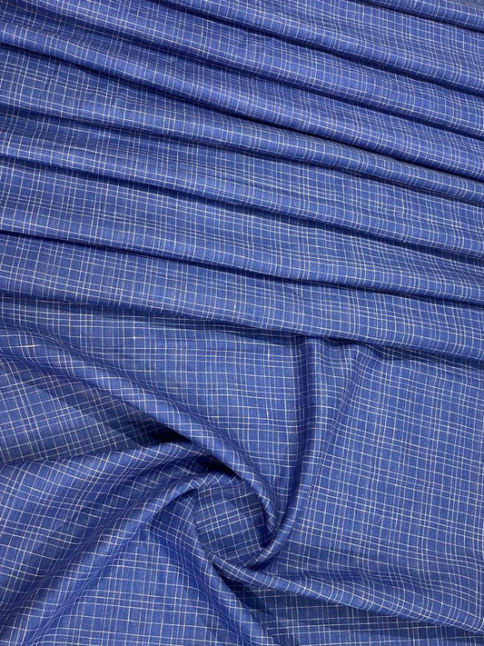 Breeze Blue Checked - Dyed Premium Linen Fabric BCF-26327