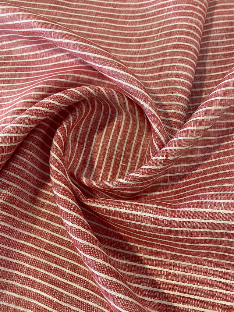 Red-white Stripe - Dyed Premium Linen Fabric C5819Y