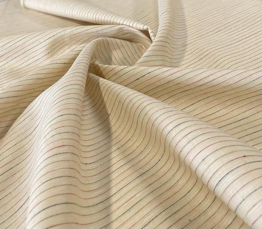 White multi colour thin Stripe - Dyed Premium Linen Fabric RL-526