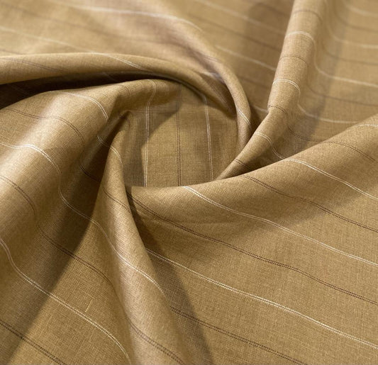 Brown/white Stripe - Dyed Premium Linen Fabric RL-942