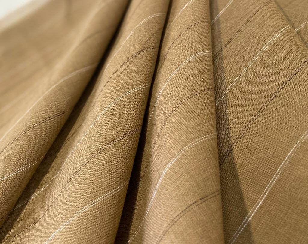 Brown/white Stripe - Dyed Premium Linen Fabric RL-942
