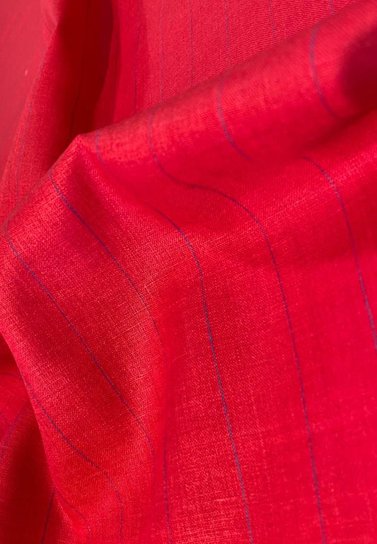 Red/Navy blue Thin Stripe - Dyed Premium Linen Fabric RL-735