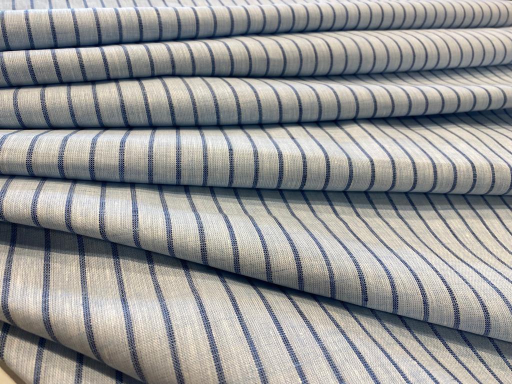 Light Blue Stripe - Dyed Premium Linen Fabric RL-671