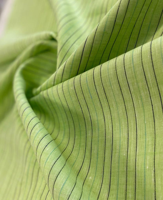 Green/Black Stripe - Dyed Premium Linen Fabric RL-685