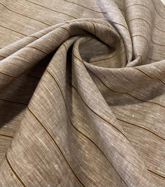 Brown/Brown Stripe - Dyed Premium Linen Fabric LFR-116