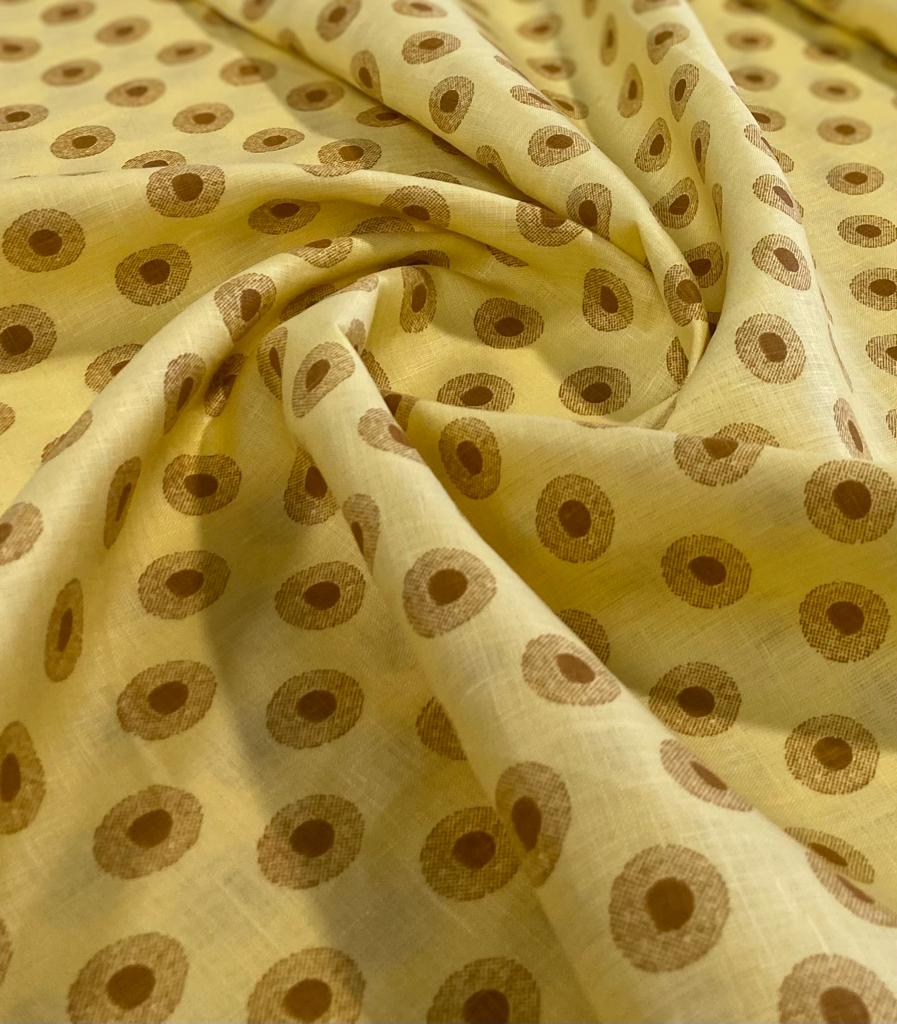 Yellow Printed Fabric - Dyed Premium Linen Fabric LB-063