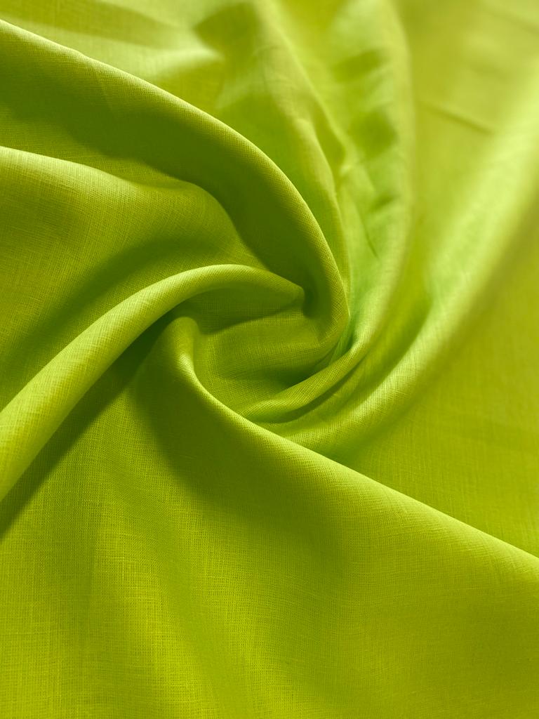 Neon Green Solid Colour - Dyed Premium Linen Fabric LO-136