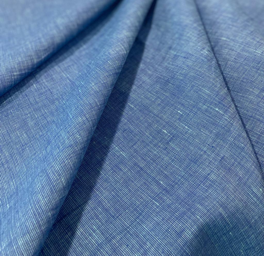 Royal Shine Blue Solid Colour - Dyed Premium Linen Fabric SS-011