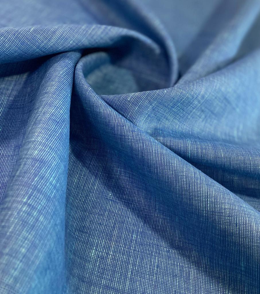 Royal Shine Blue Solid Colour - Dyed Premium Linen Fabric SS-011
