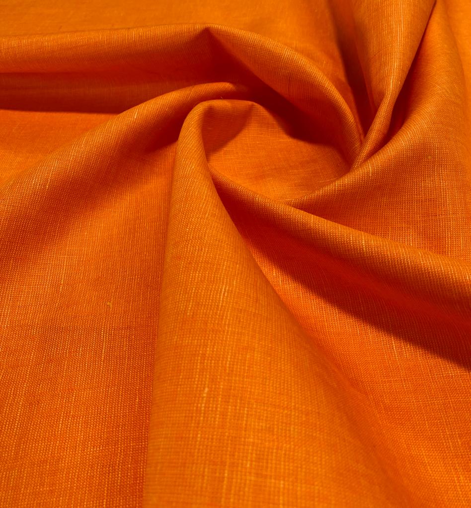 Dark Orange Solid Colour - Dyed Premium Linen Fabric SS-004