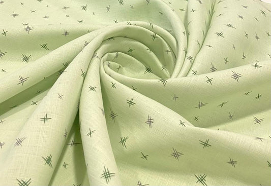 Pale Green Printed- Premium Dyed Linen Fabric LC- Prelacy-2