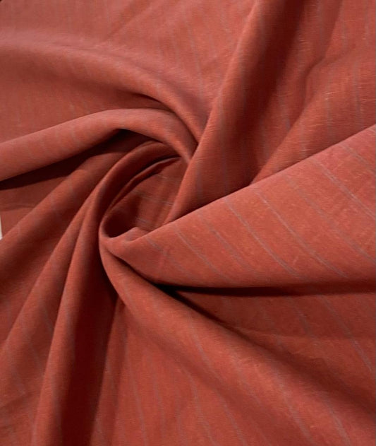 Brick Red Stripe - Premium Dyed Linen Fabric Anna-E8280-Y