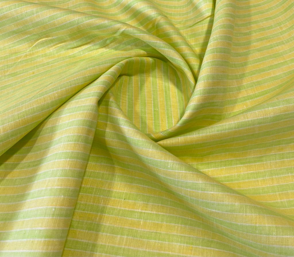 Green Yellow Stripe - Dyed Premium Linen Fabric BCF-26351