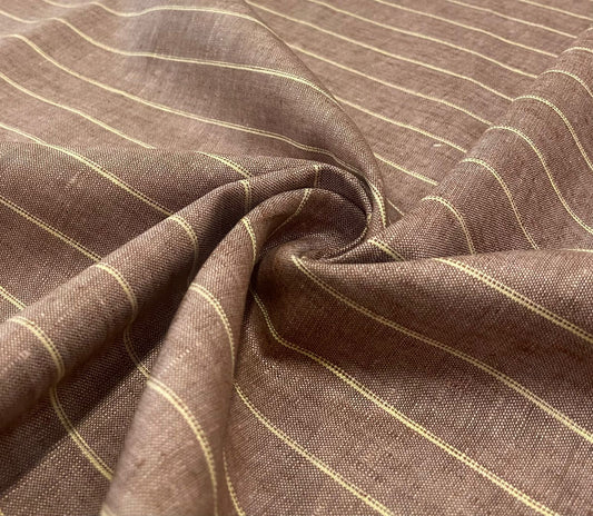 Bronze Brown Stripe - Premium Dyed Linen Fabric LCD-034