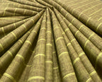Golden Green Stripe - Premium Dyed Linen Fabric LCD-037