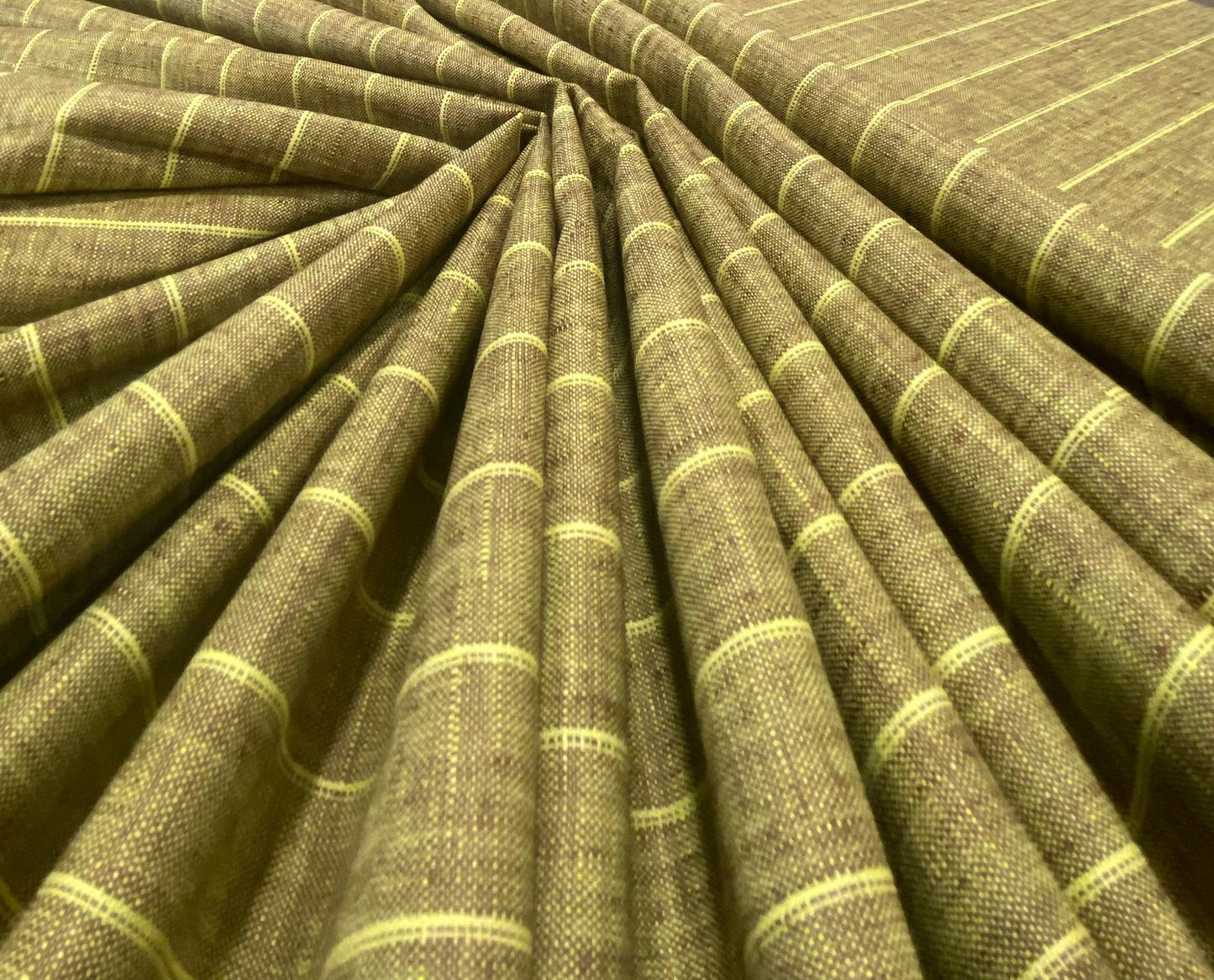 Golden Green Stripe - Premium Dyed Linen Fabric LCD-037
